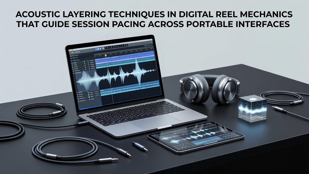 Digital reel interface displaying layered audio controls on a portable device screen