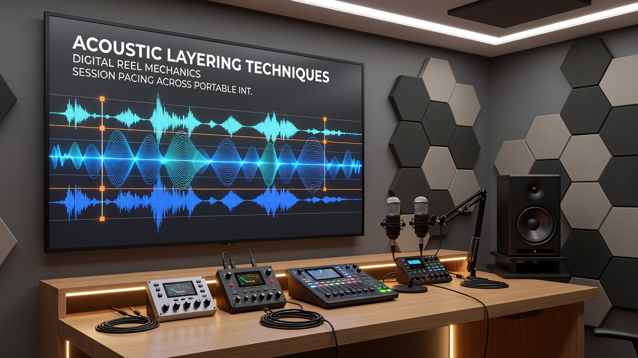 Close-up view of audio waveform layers synchronized with mobile reel animations