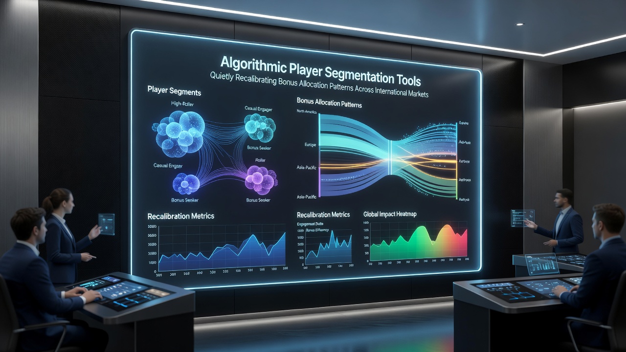 Mobile device screens showing segmented bonus notifications and algorithmic recommendation interfaces in casino apps