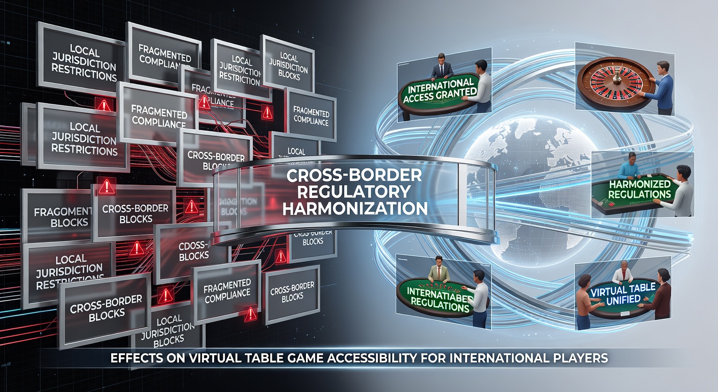 Diagram illustrating cross-border regulatory frameworks for virtual table games across multiple jurisdictions