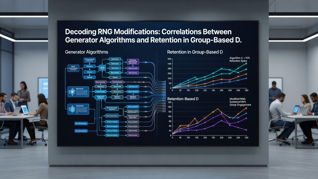 Analytics dashboard displaying retention curves and RNG variance metrics for group table games
