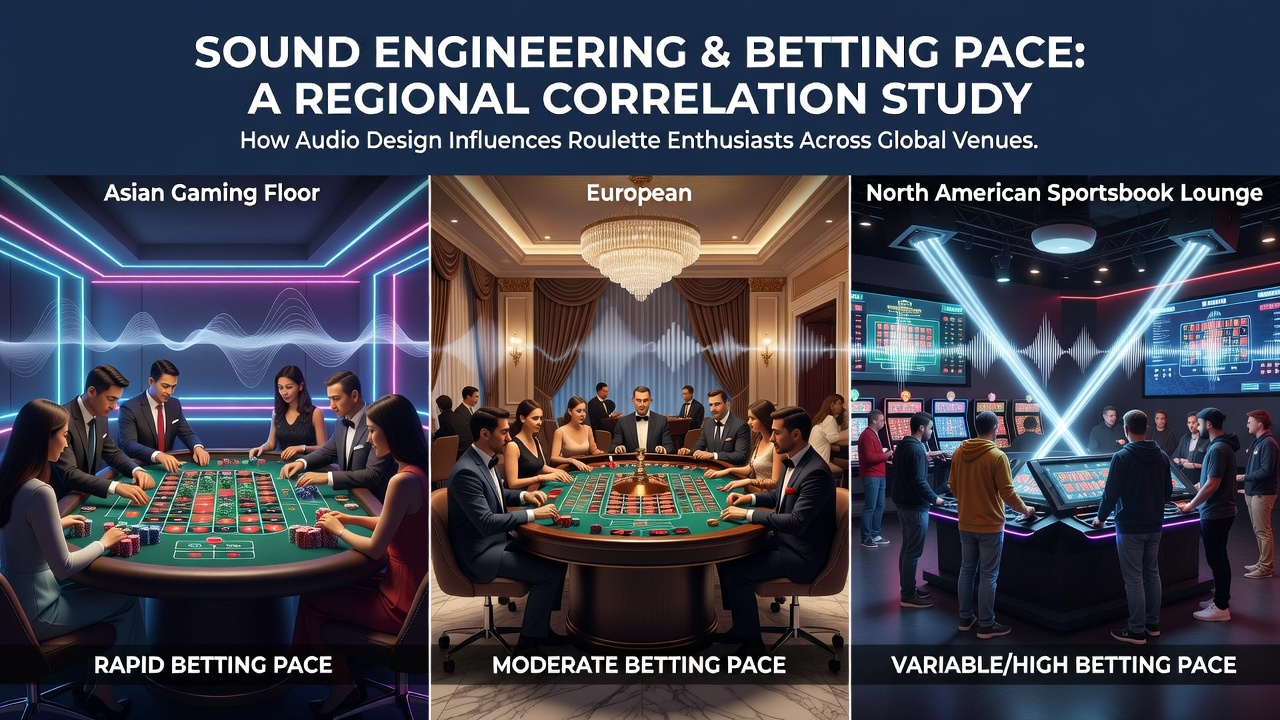 Acoustic design elements in a modern roulette gaming area showing speakers and ambient lighting integration