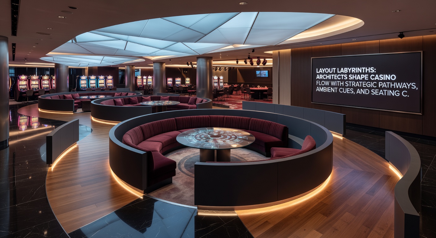 Detailed view of casino seating clusters and pathway intersections that encourage prolonged player engagement