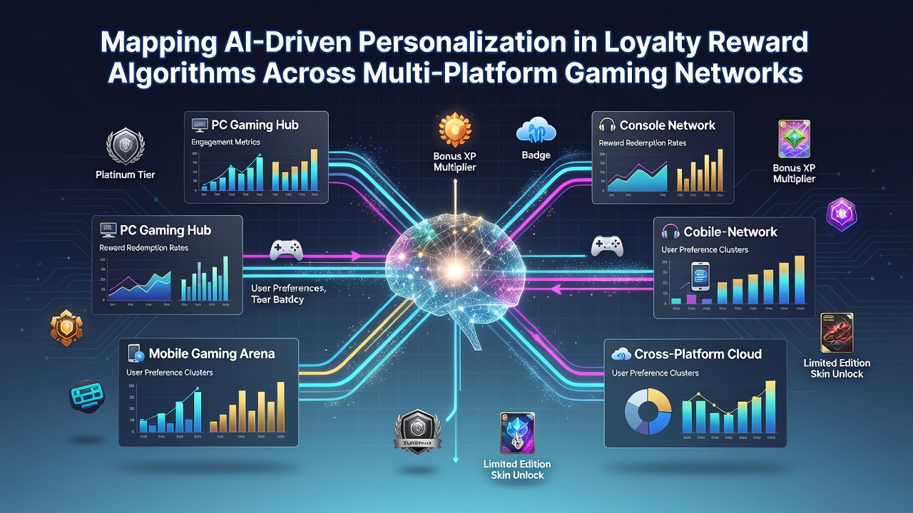Visualization of loyalty algorithm connections between mobile, console, and PC gaming networks