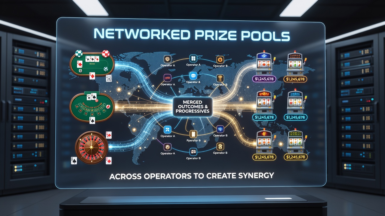 Centralized server architecture managing synchronized jackpot cycles between table games and slots
