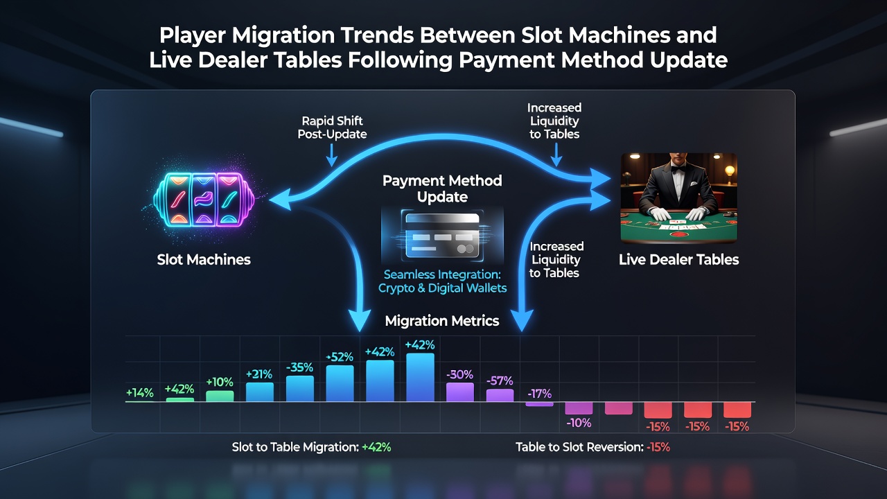 Regional casino data charts displaying migration patterns between slots and live dealer tables after payment updates