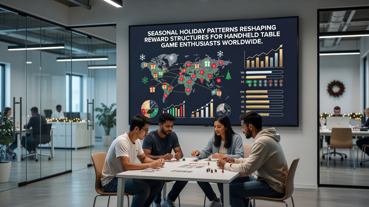 Analytics dashboard displaying seasonal reward pattern shifts for global mobile table game users