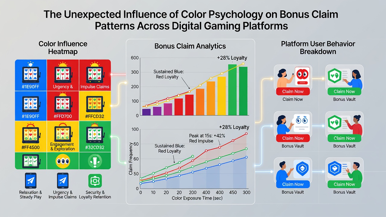 Analytics dashboard displaying color-coded bonus claim data trends from various digital gaming platforms